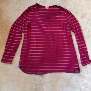 Bordeaux Maroon & Orange Long Sleeve Tunic Size L